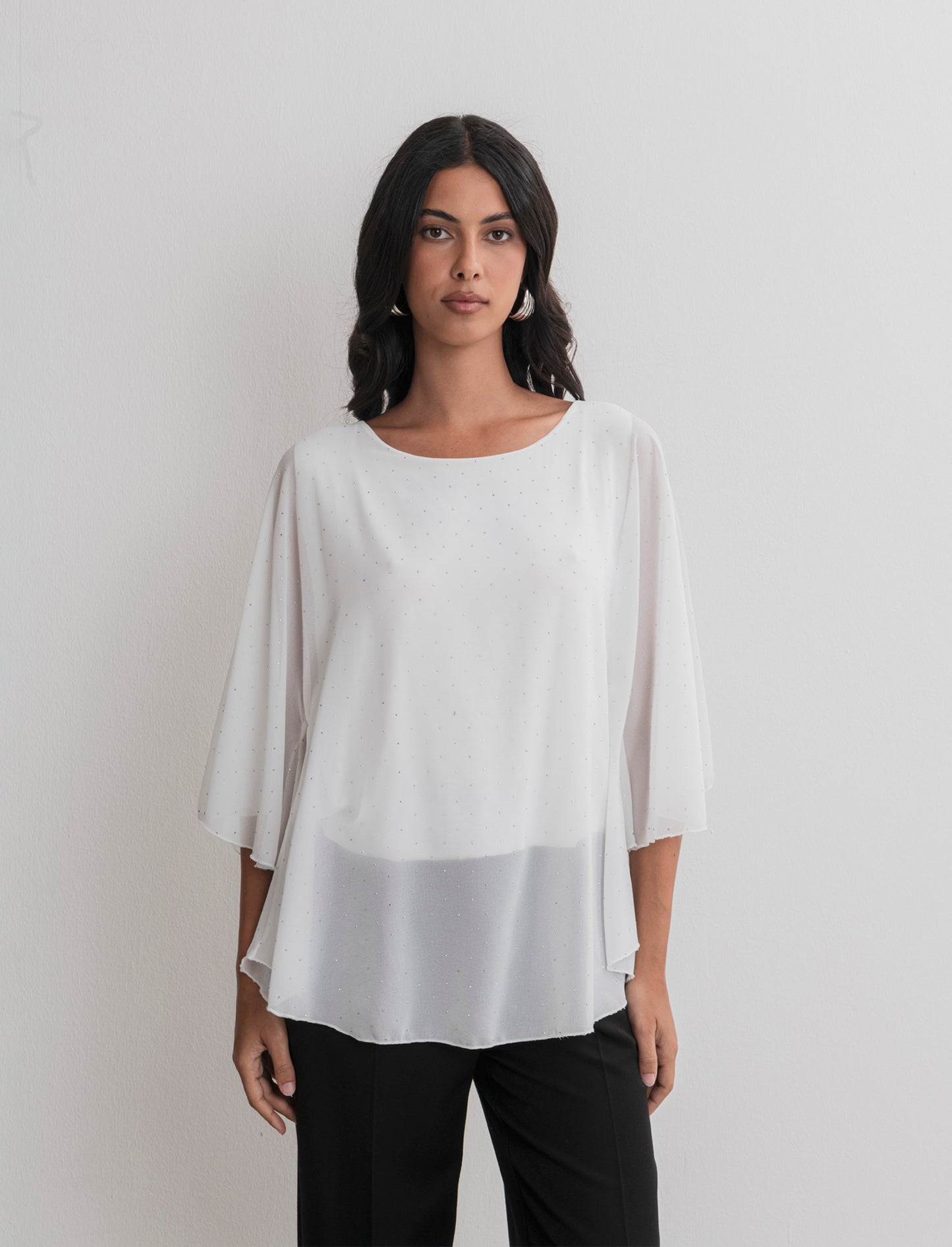 CASACCA OVER CON APPLICAZIONI STRASS - Bianco panna