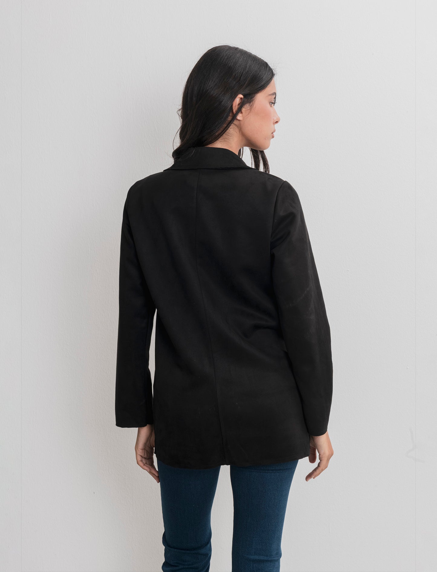 BLAZER IN TESSUTO EFFETTO DAINETTO - Nero