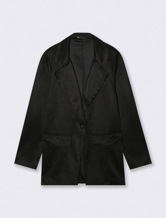 BLAZER IN TESSUTO EFFETTO DAINETTO - Nero