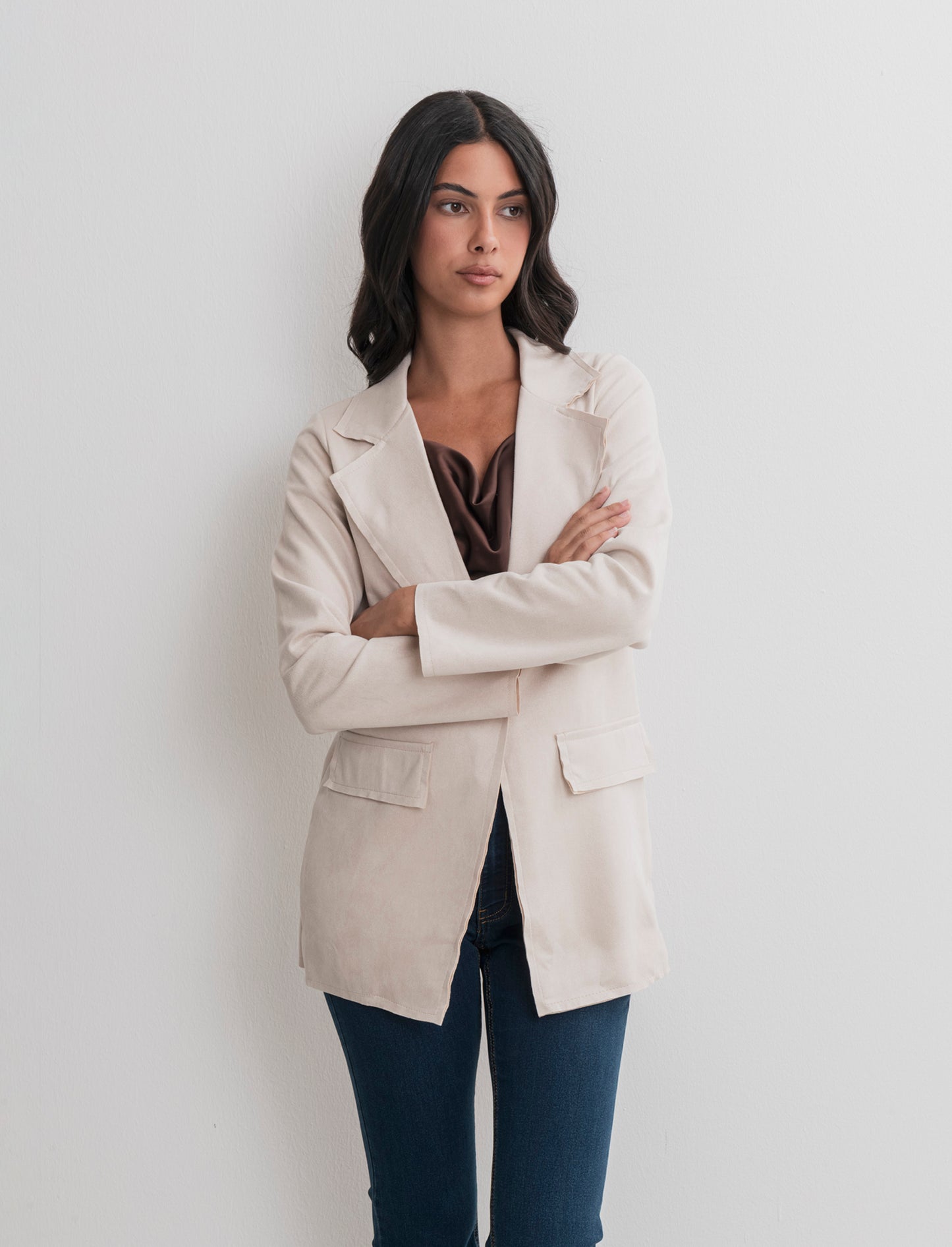 BLAZER IN TESSUTO EFFETTO DAINETTO - Vaniglia