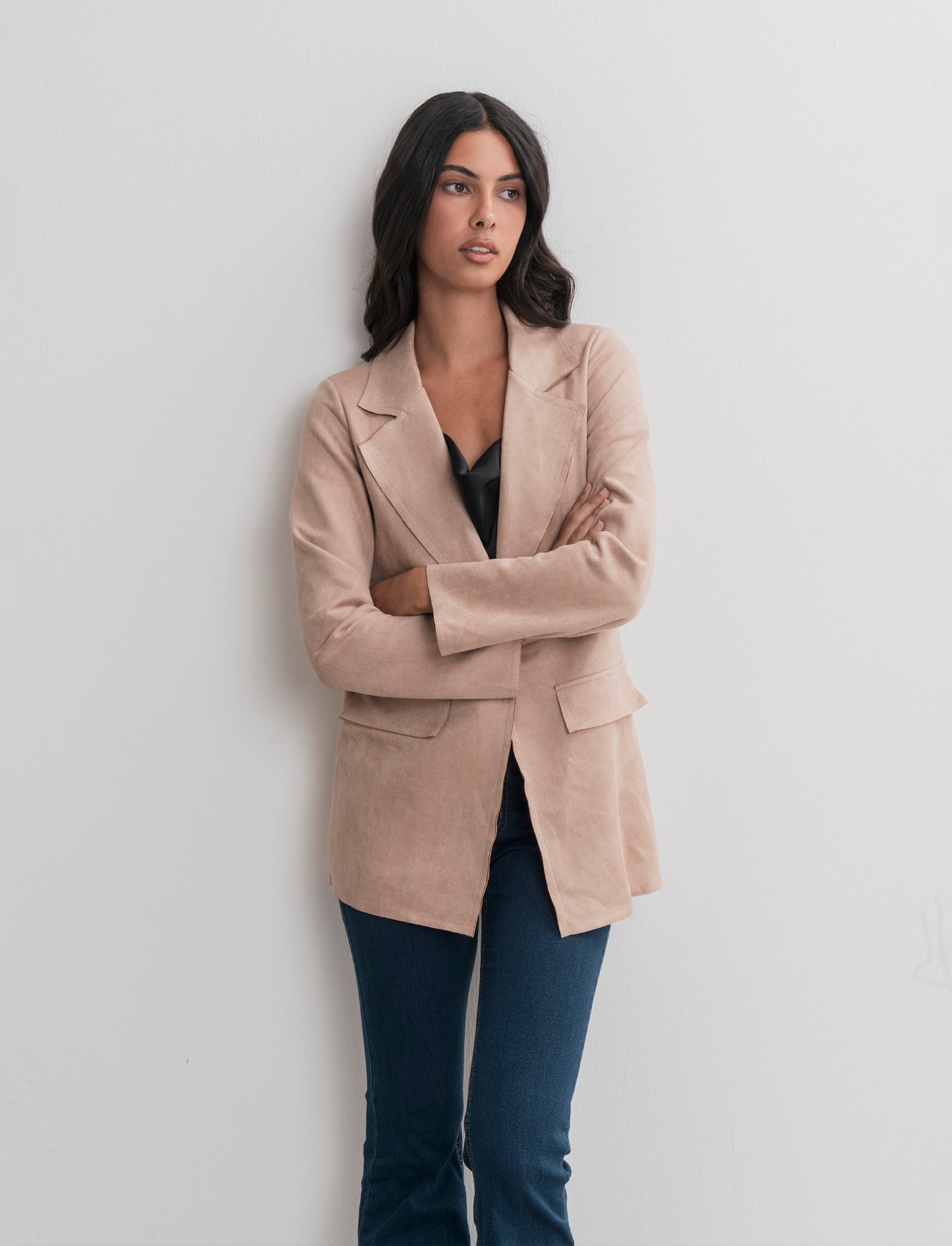 BLAZER IN TESSUTO EFFETTO DAINETTO - Cammello
