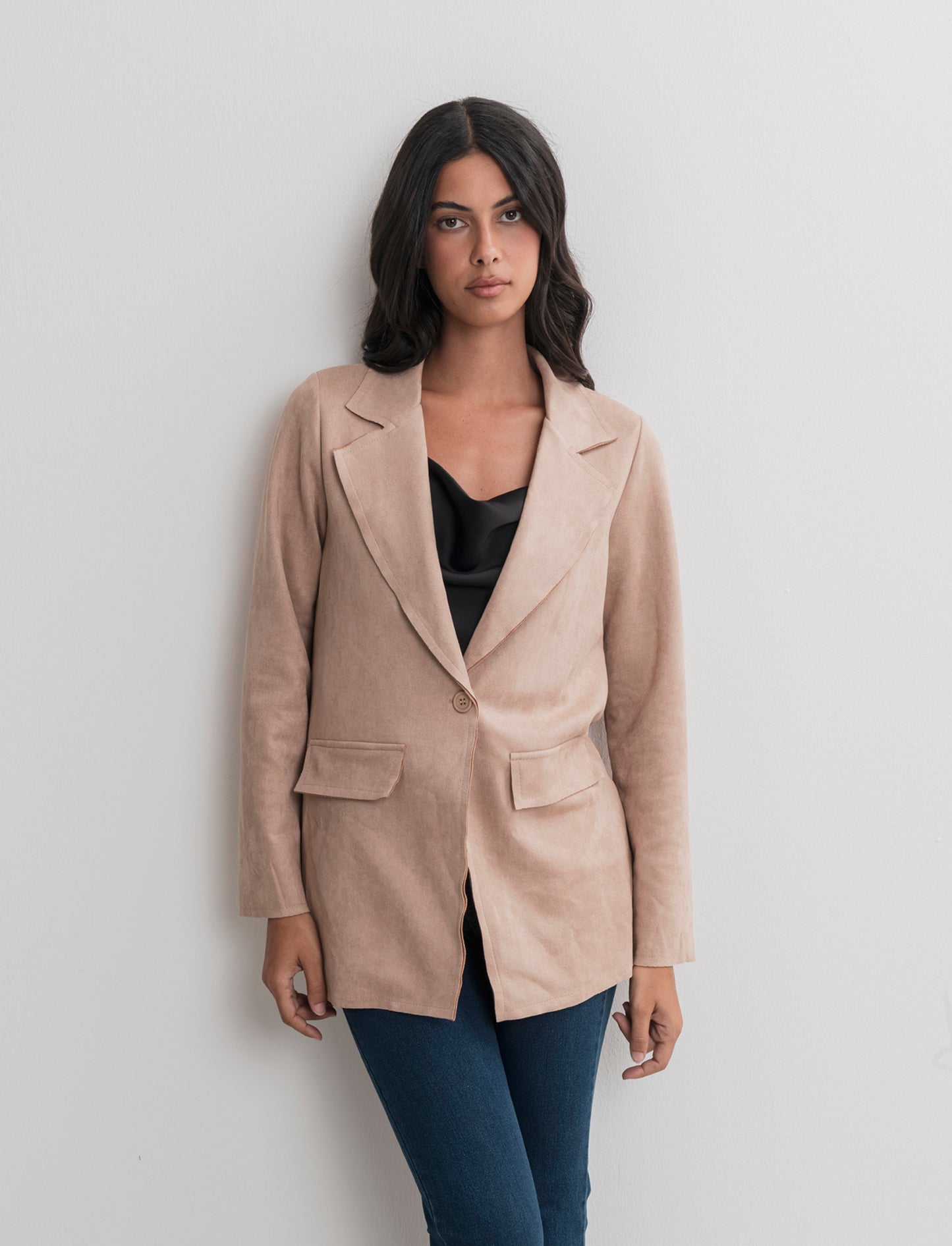 BLAZER IN TESSUTO EFFETTO DAINETTO - Cammello