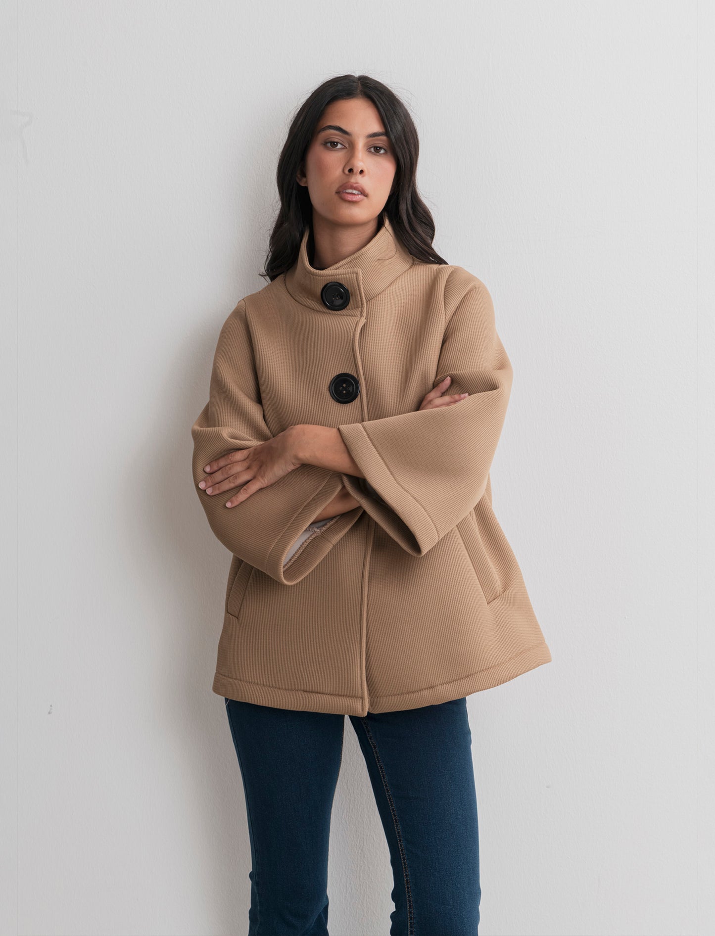 CAPPOTTINO CON MANICHE A CAMPANA - Cammello