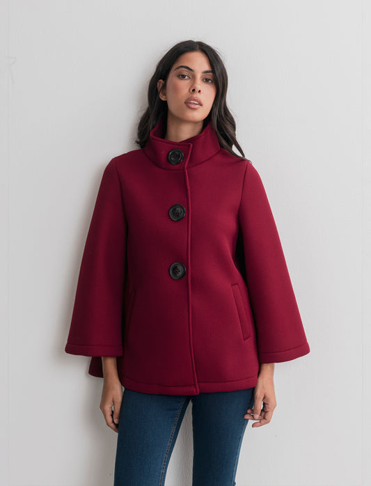 CAPPOTTINO CON MANICHE A CAMPANA - Bordeaux