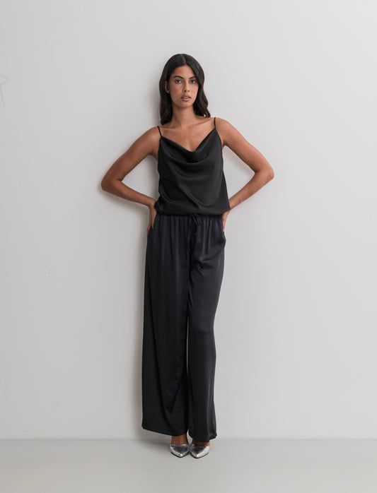 PANTALONE IN SATIN - Nero