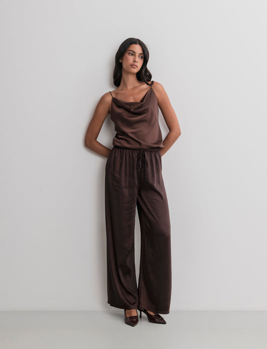 PANTALONE IN SATIN - Moro