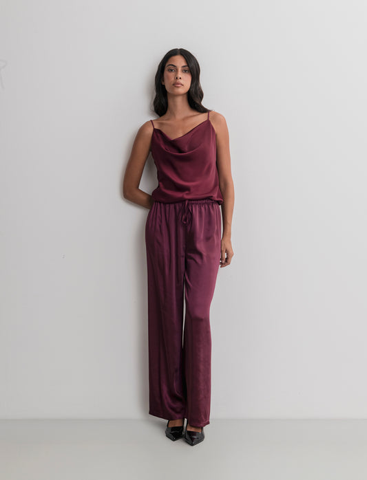 PANTALONE IN SATIN - Bordeaux