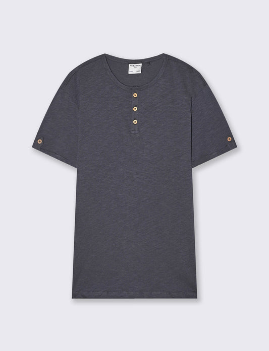 T-shirt cotone collo serafino bottoni - Avion