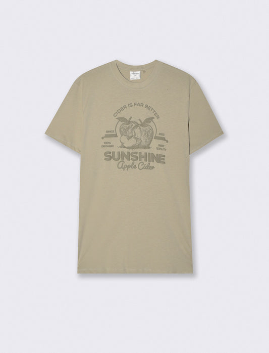 T-shirt girocollo con stampa PUF - Grigio stone