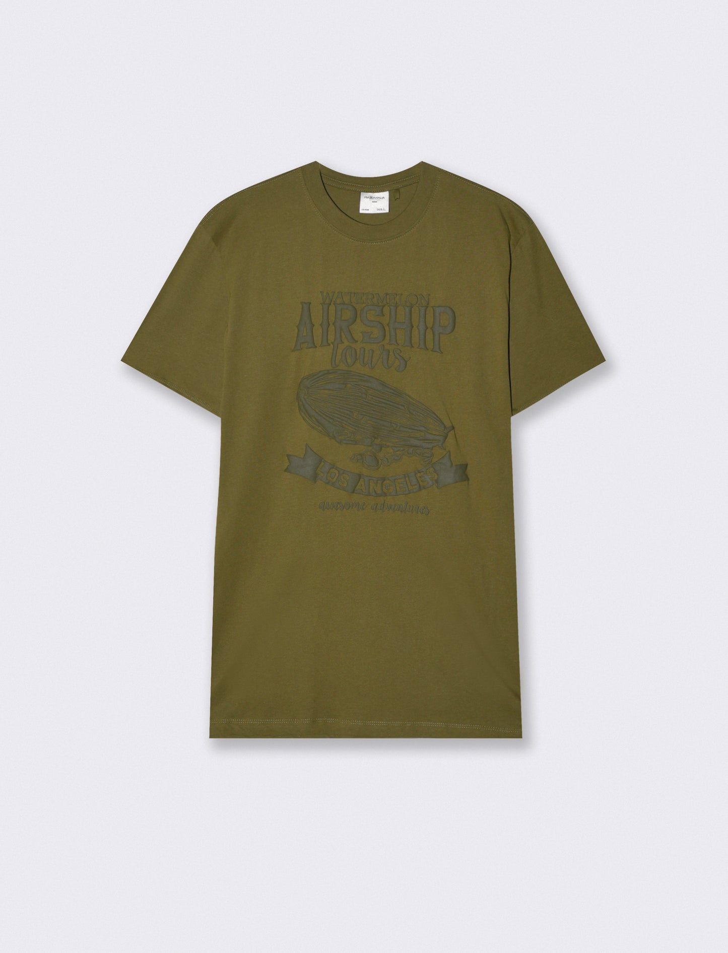 T-shirt girocollo con stampa PUF - Verde oliva