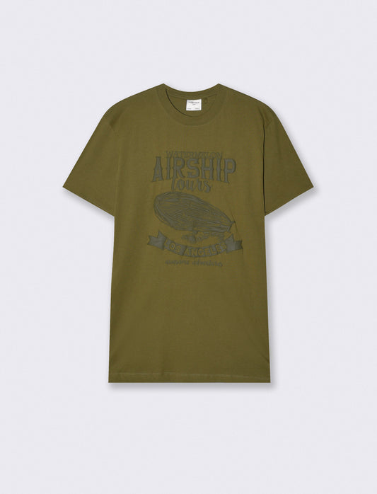 T-shirt girocollo con stampa PUF - Verde oliva