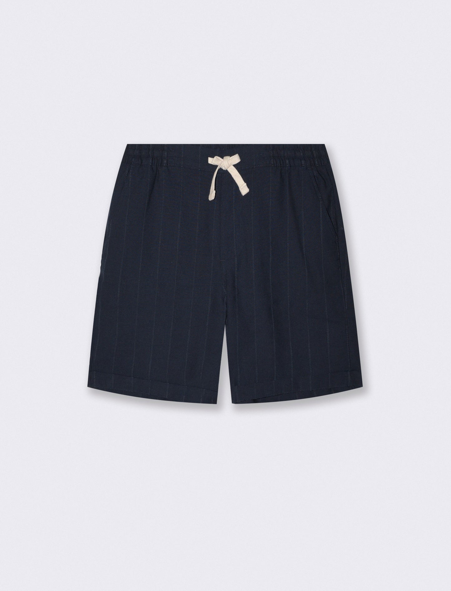 Bermuda in tessuto di cotone con elastico in vita - Blue