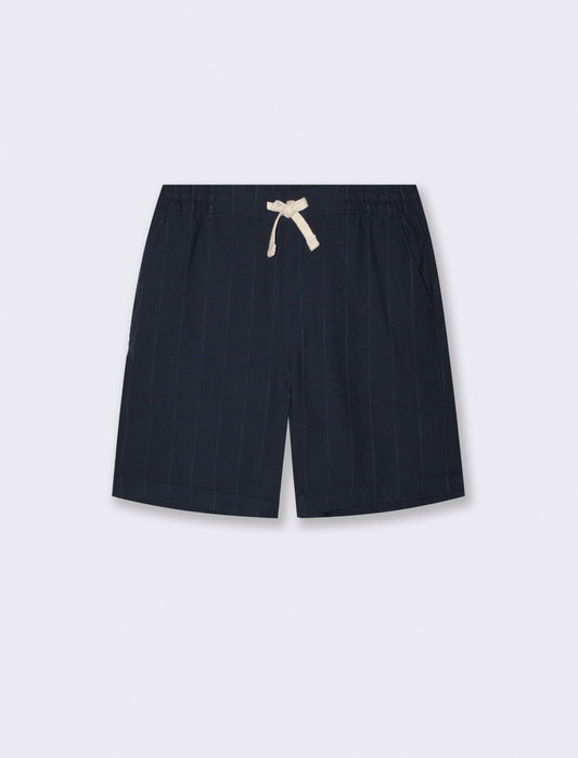 Bermuda in cotone con elastico in vita - Blu