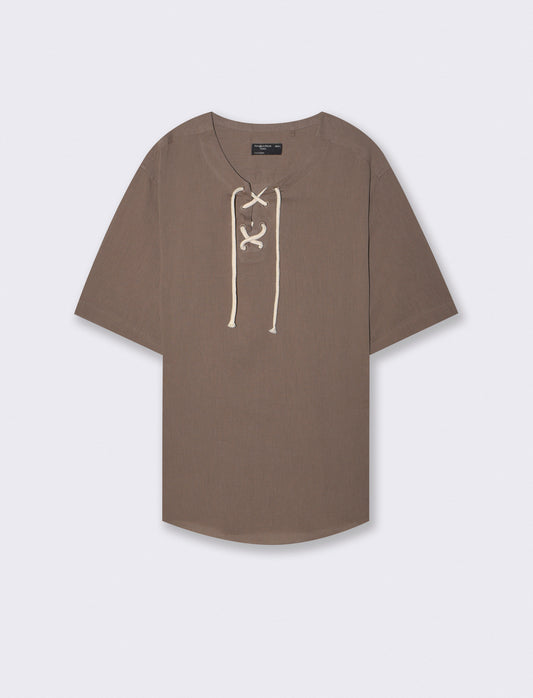 Casacca effetto crepe con collo coreano - Grigio fango