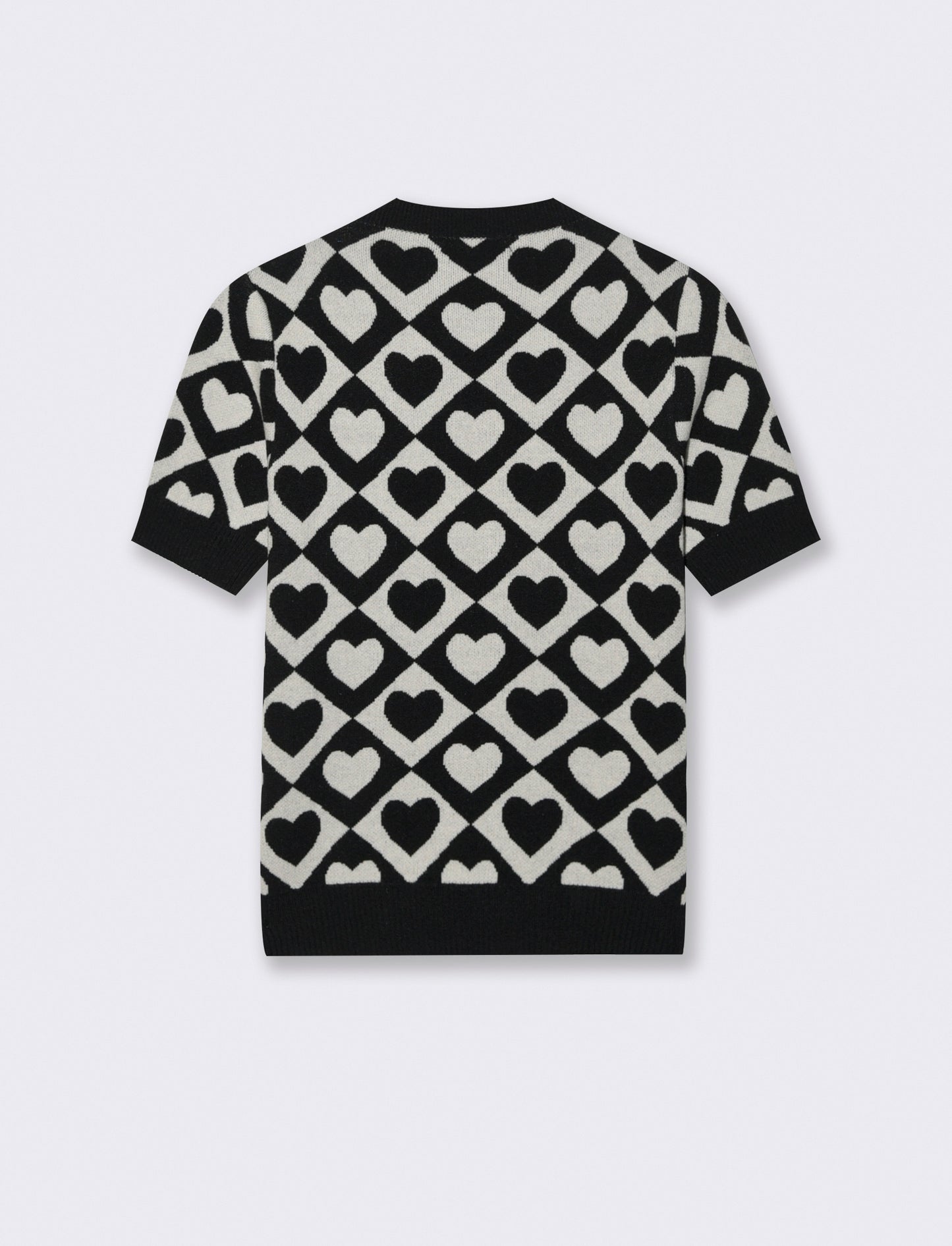 T-SHIRT IN MAGLIA - ner-bianco
