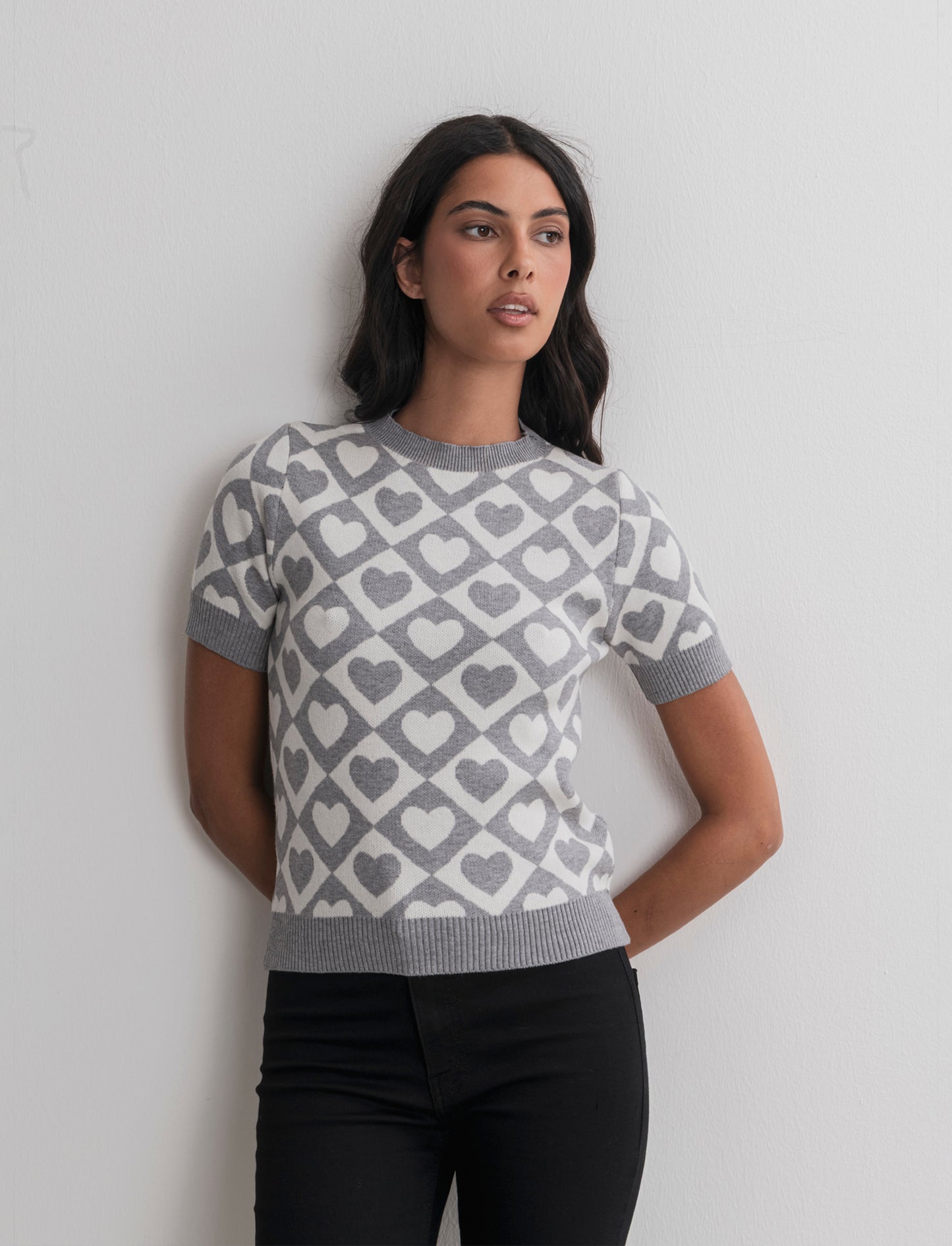 T-SHIRT IN MAGLIA - Grigio