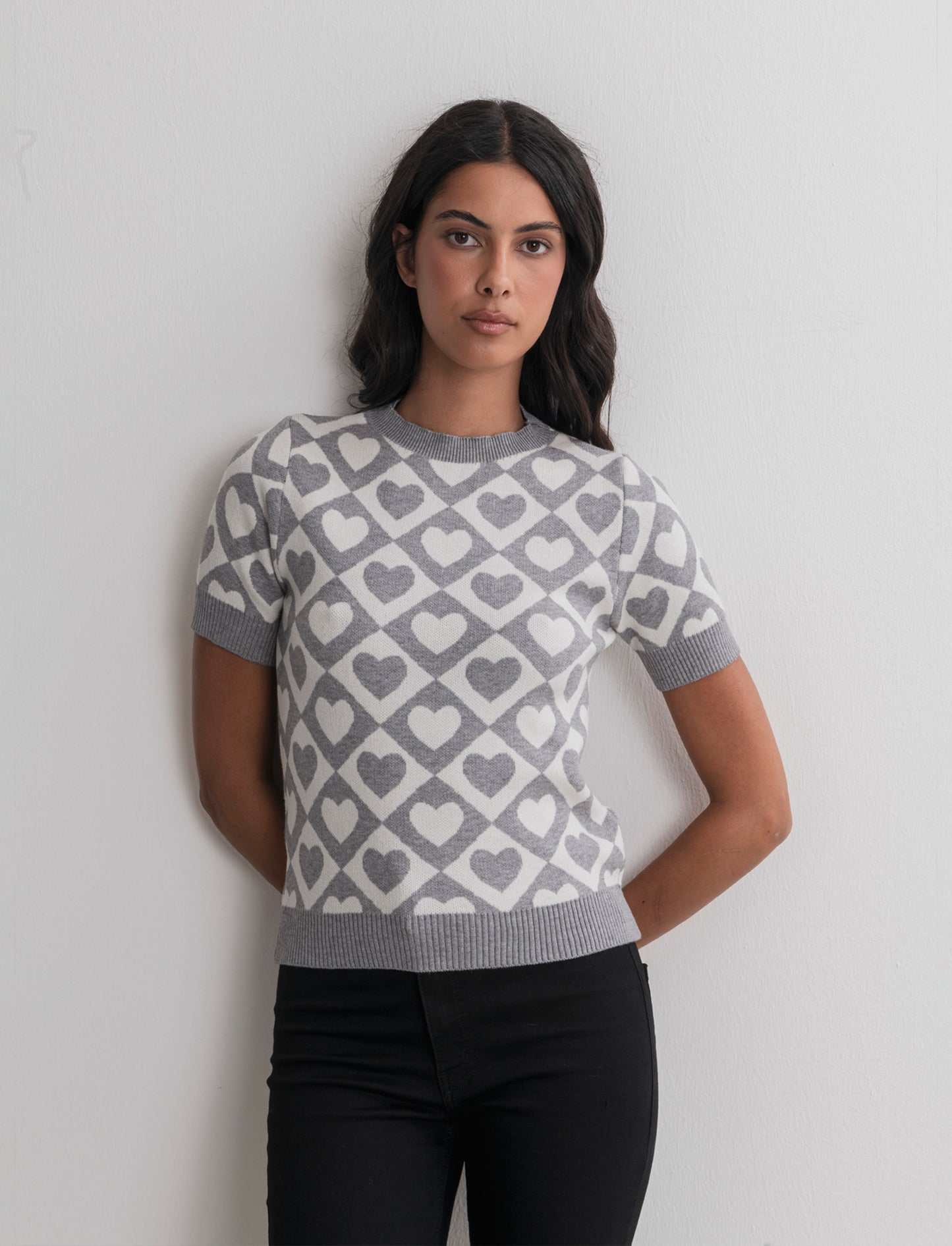 T-SHIRT IN MAGLIA - Grigio