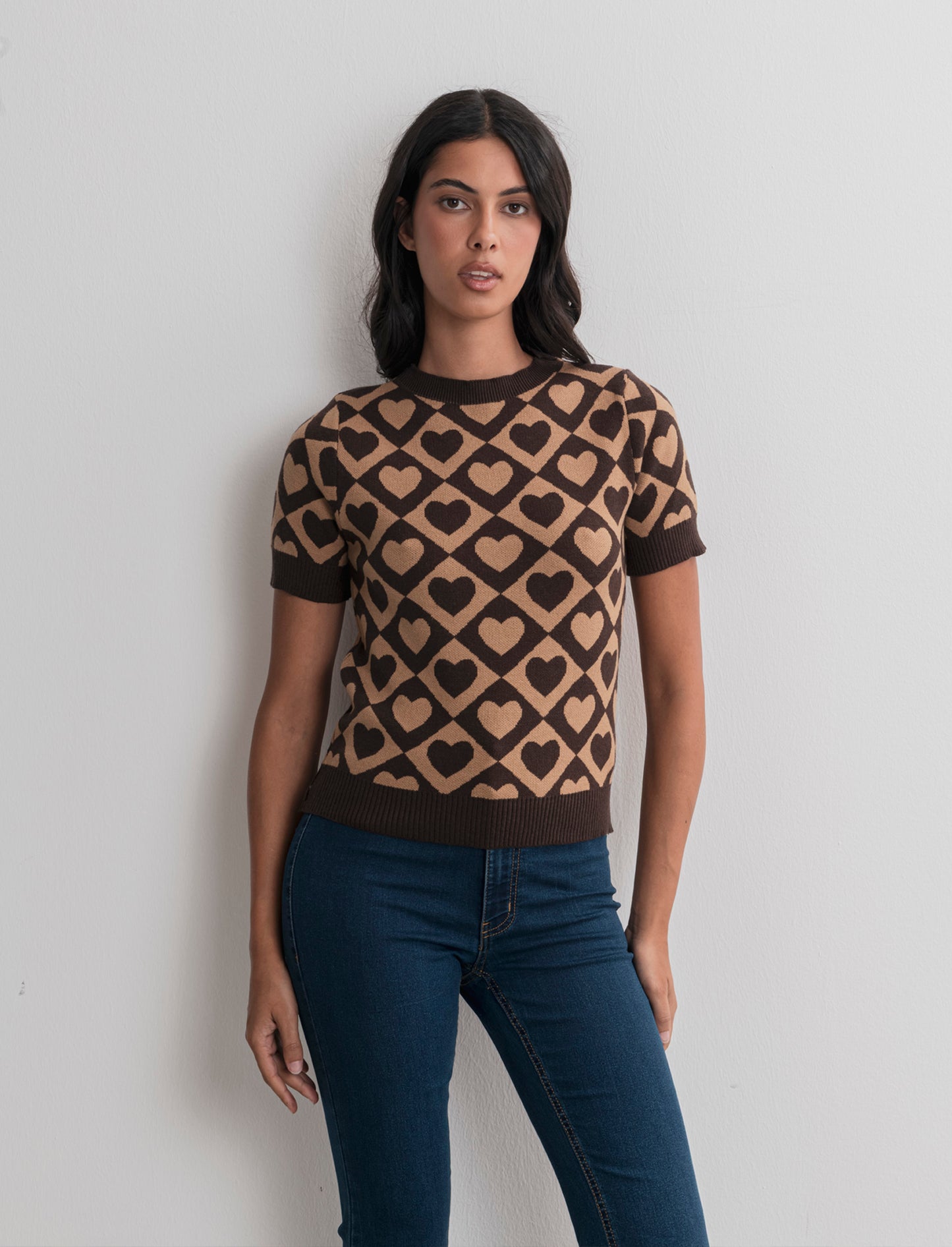 T-SHIRT IN MAGLIA - Marrone tabacco