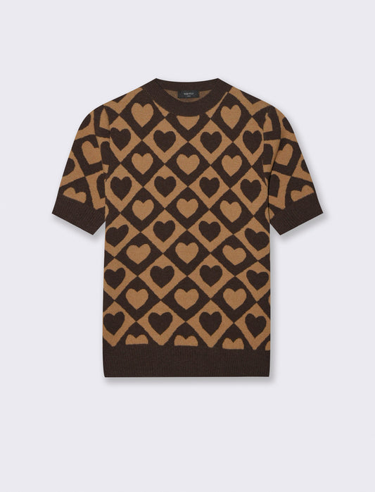 T-SHIRT IN MAGLIA - Marrone tabacco