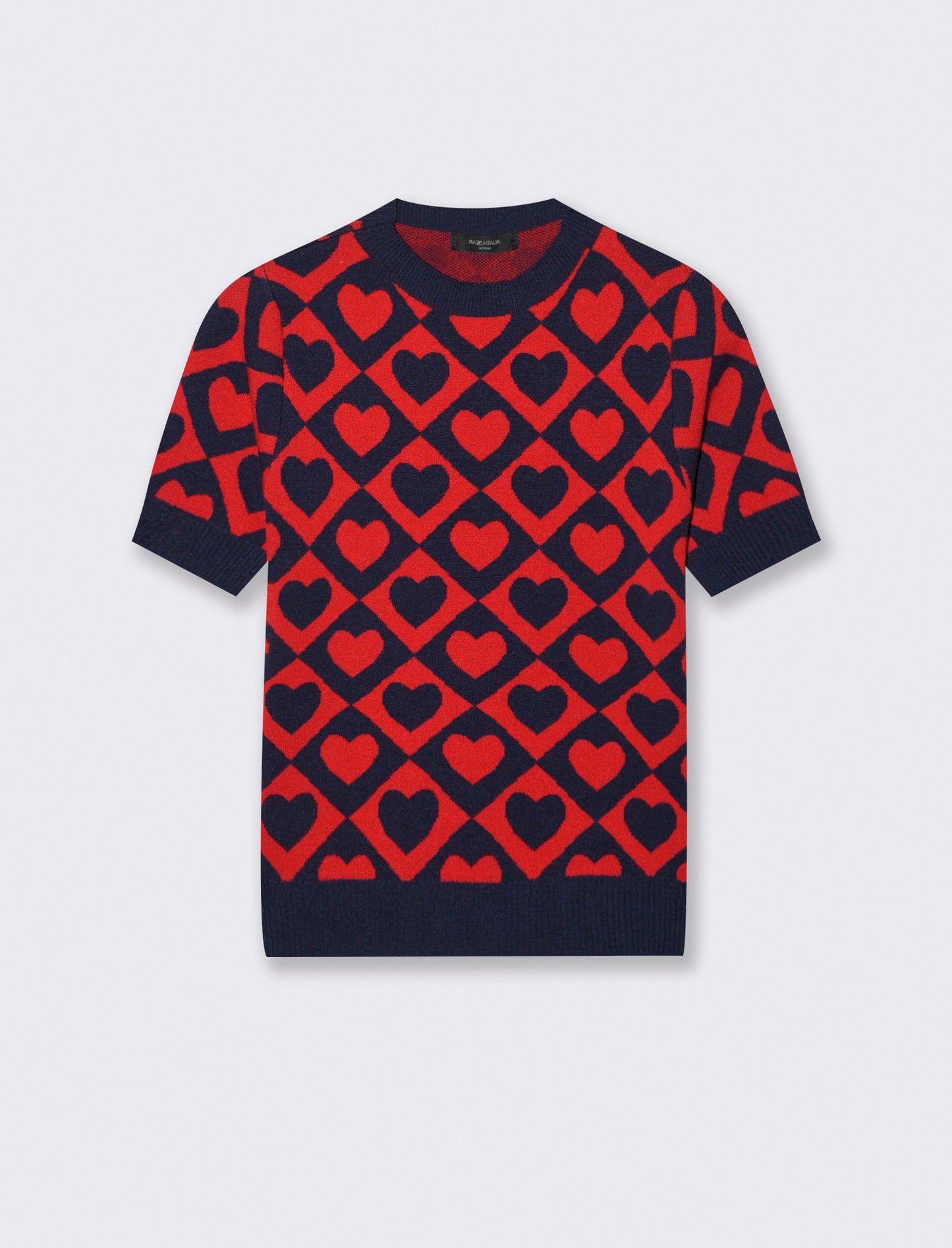 T-SHIRT IN MAGLIA - Blu-rosso