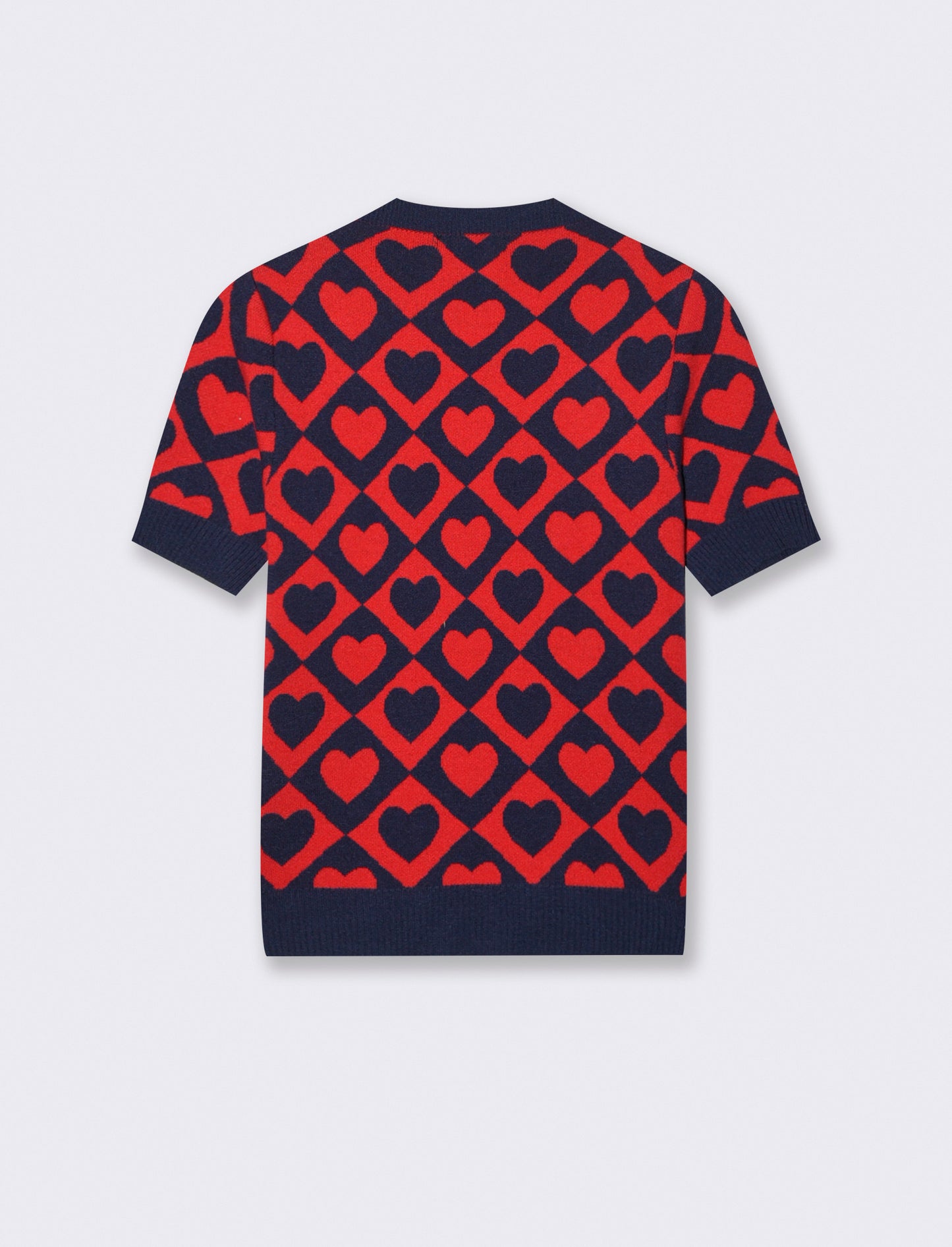 T-SHIRT IN MAGLIA - Blu-rosso