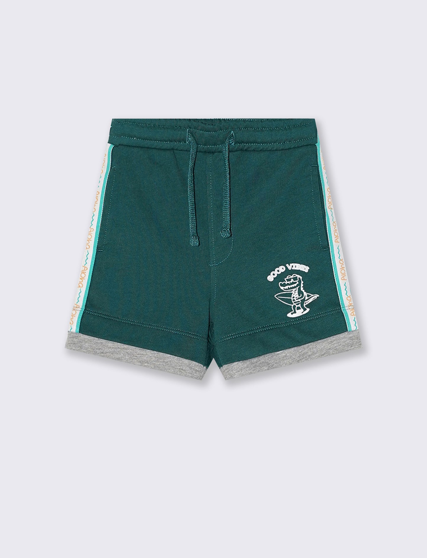 Bermuda con inserti e bande laterali - Verde
