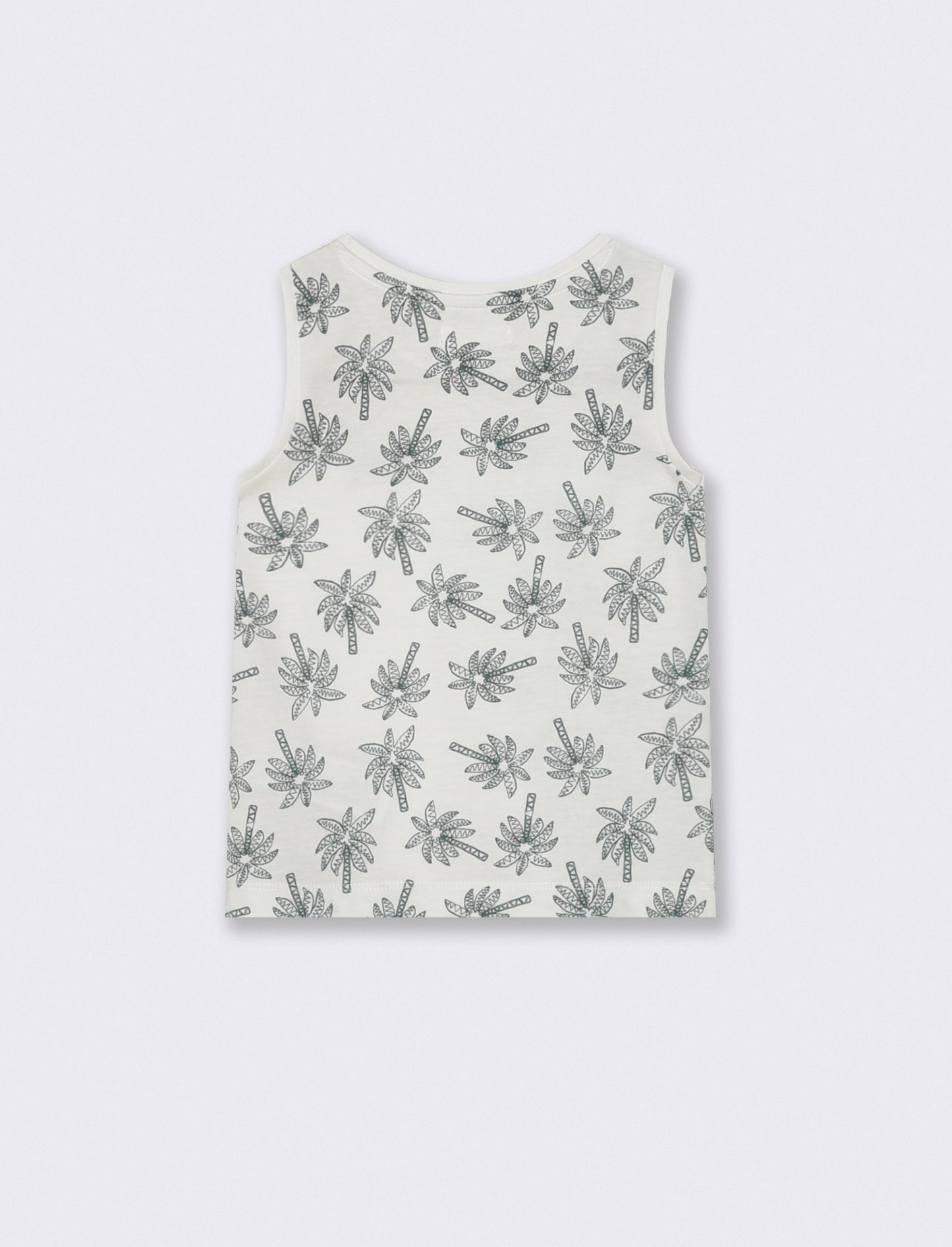 Crew neck tank top with front cut - White