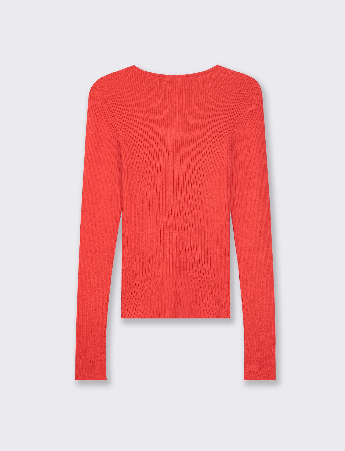 Pullover in costa con scollo a V - Rosso