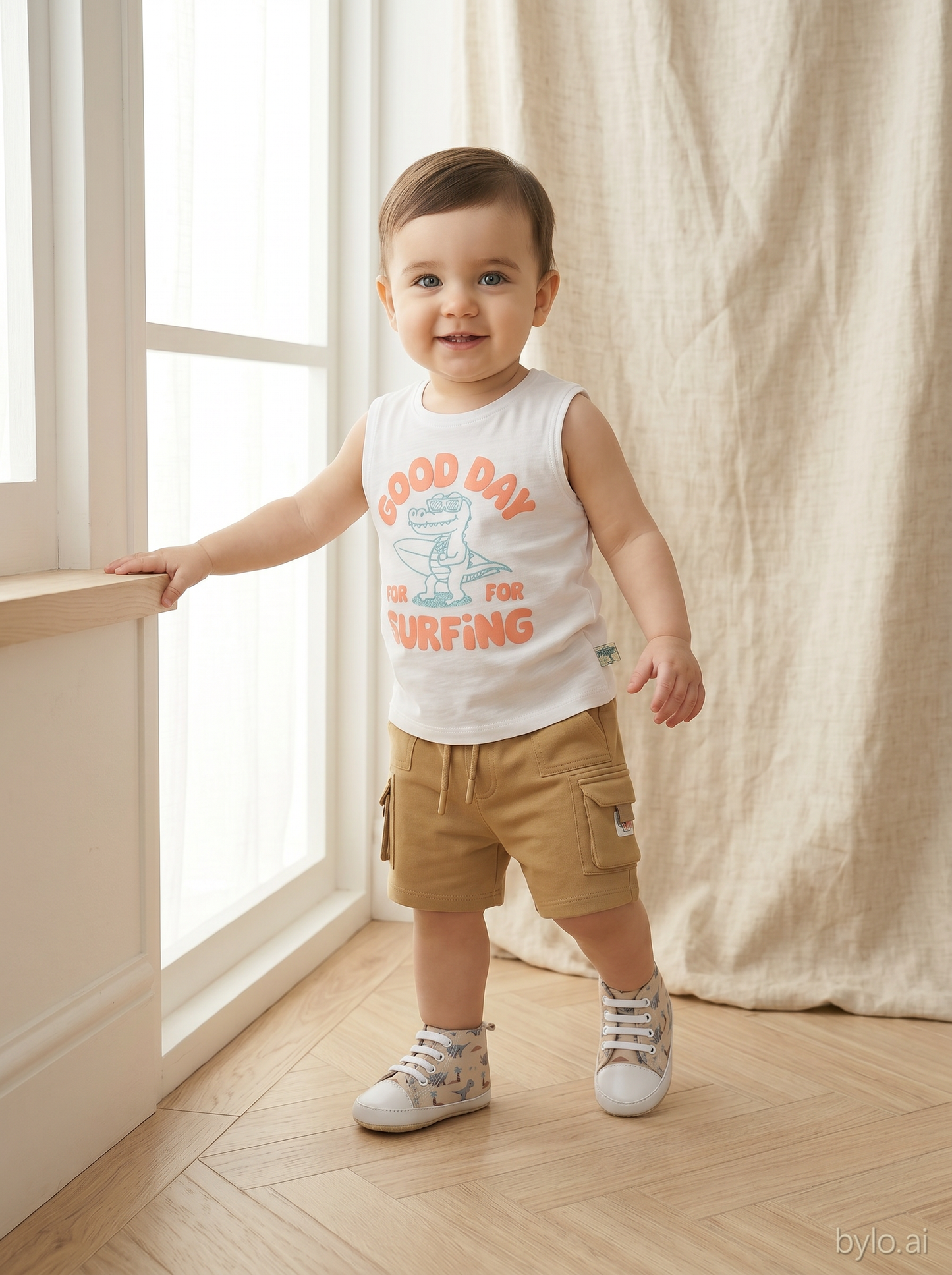 Crew neck tank top with embroidery and print - White