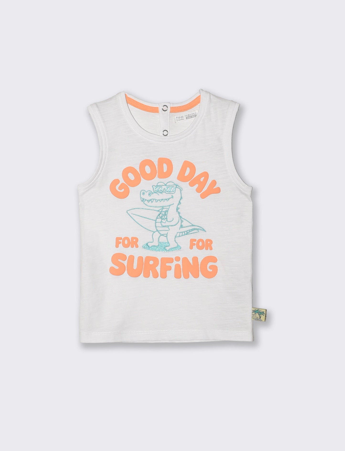 Crew neck tank top with embroidery and print - White