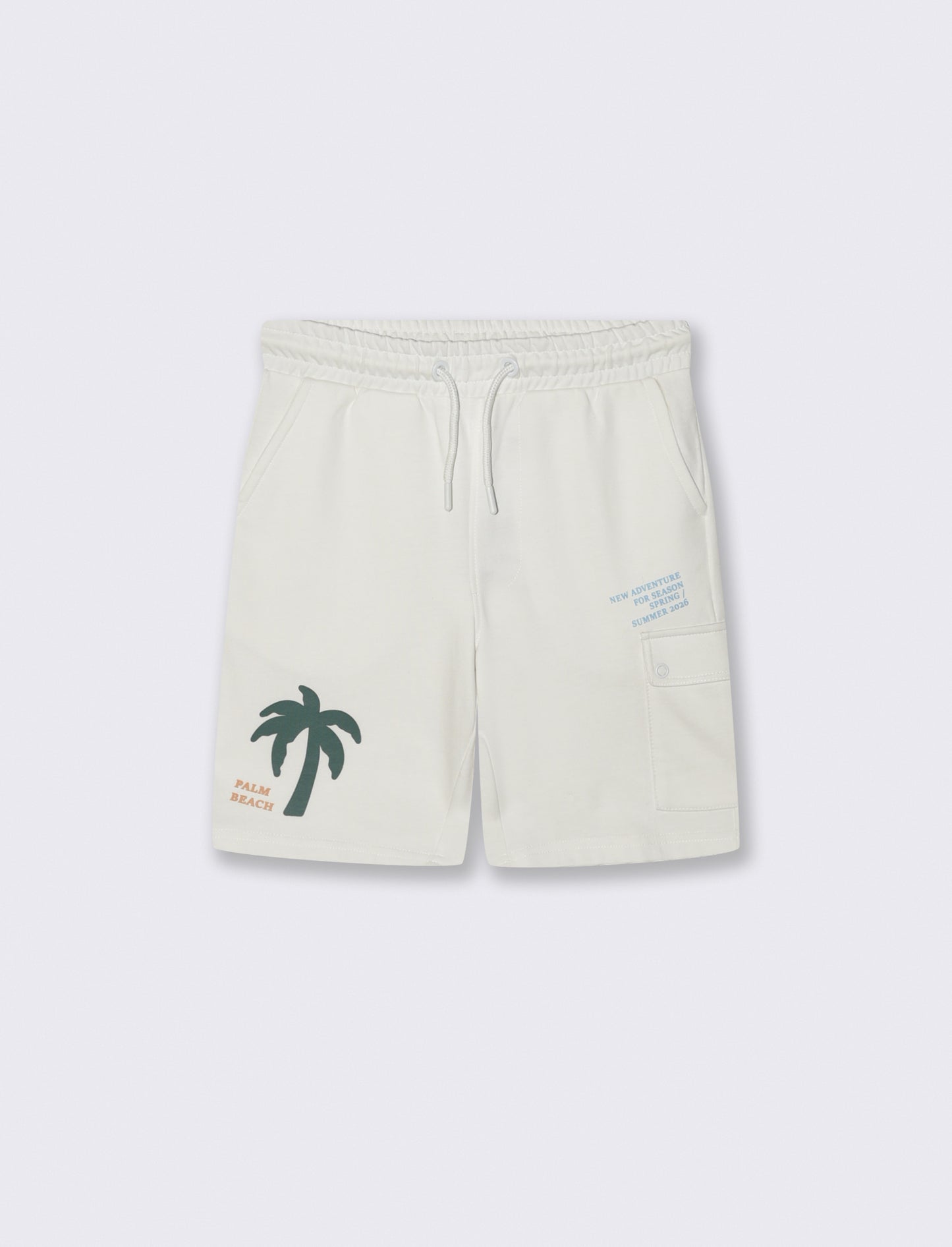 Bermuda in felpa con stampe estive - Bianco