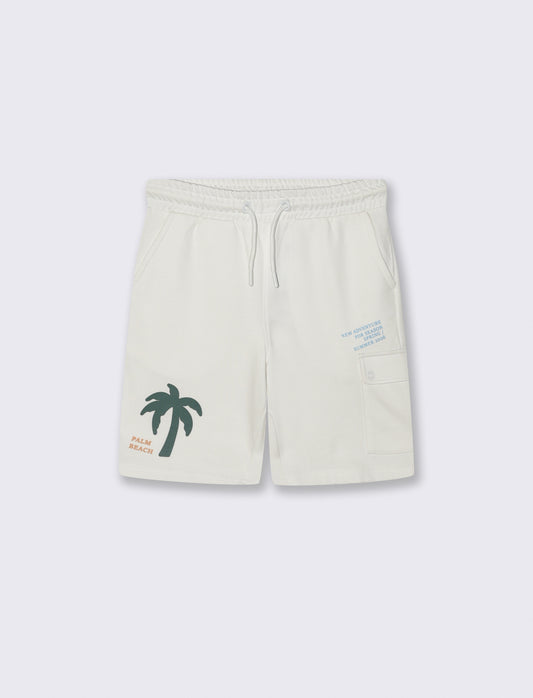Summer Printed Sweat Shorts - White