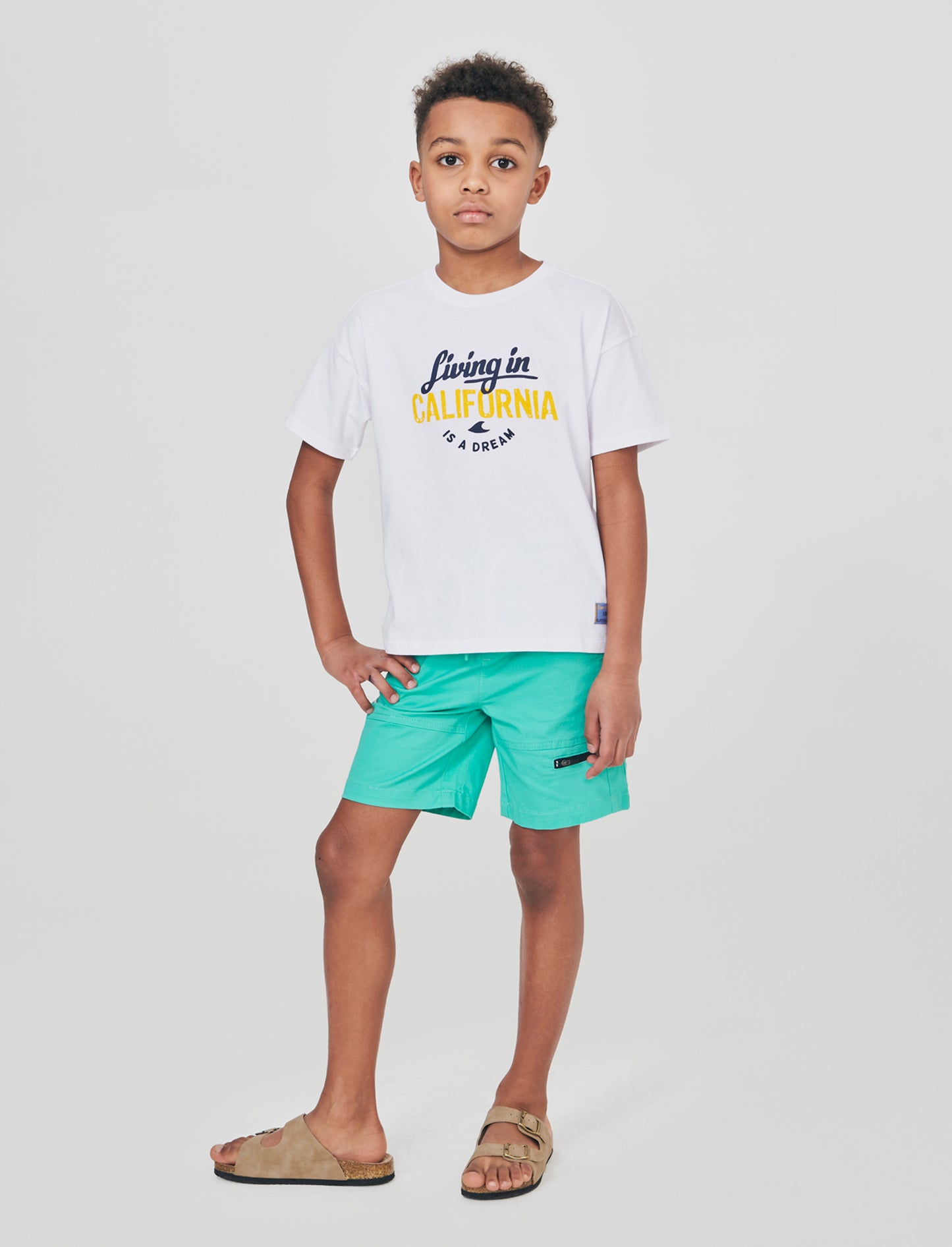 Bermuda in cotone con stampe e tasche - Verde acqua