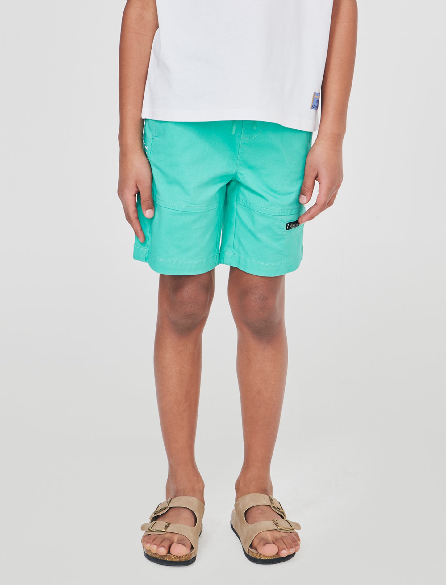 Bermuda in cotone con stampe e tasche - Verde acqua