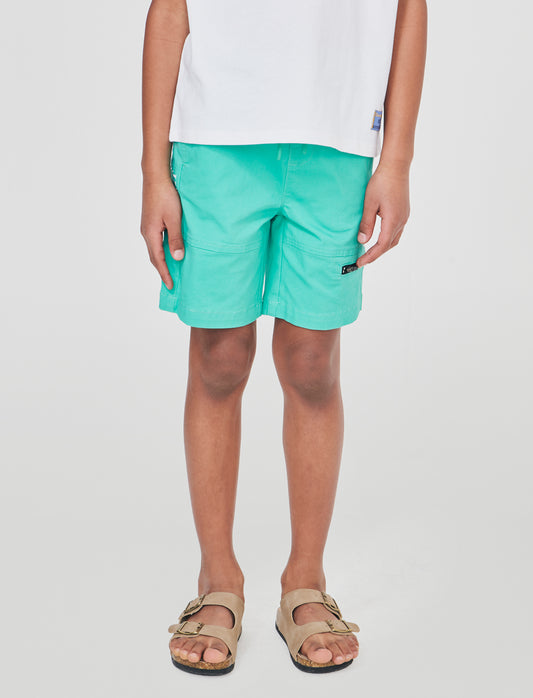 Bermuda in cotone con stampe e tasche - Verde acqua