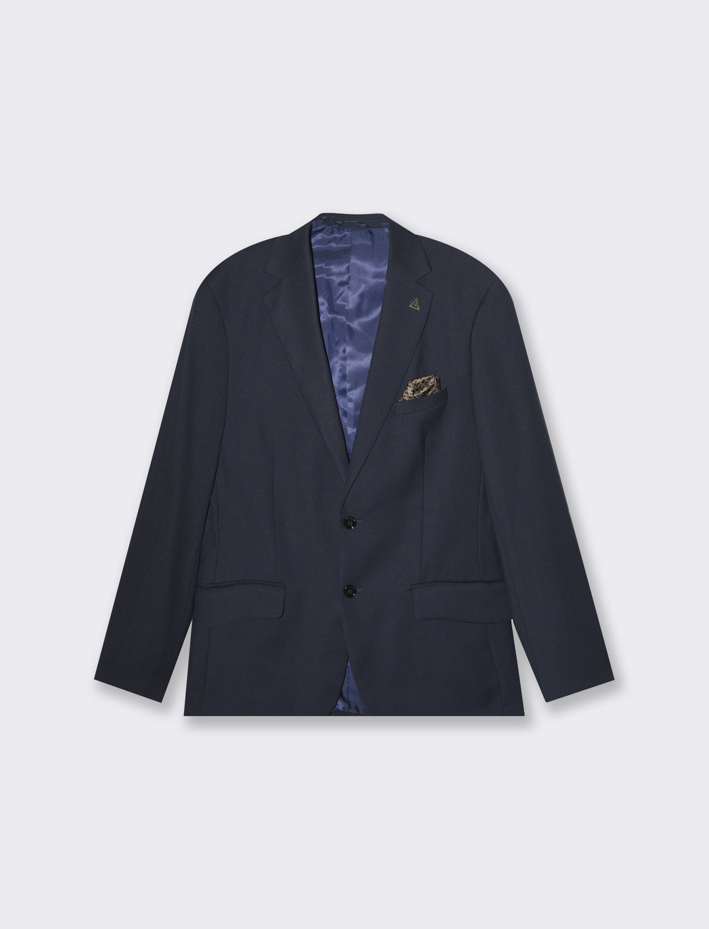 Diagonal Twill Blazer with Classic Lapel and Pocket Detail - Blue