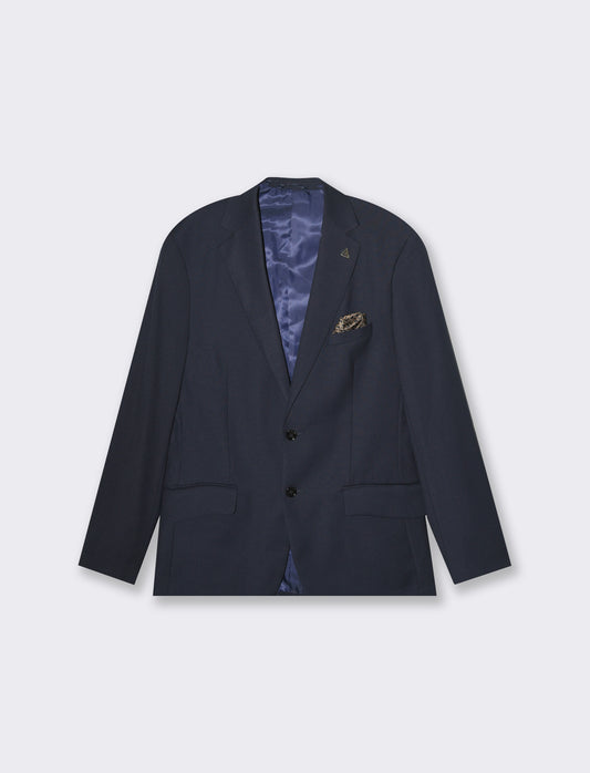 Blazer in tessuto diagonale con colletto revers - Blu