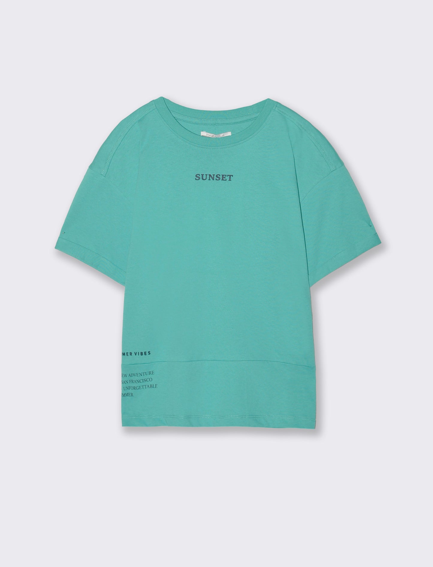 T-SHIRT LOOSE Estiva con Stampa Unica - Verde acqua