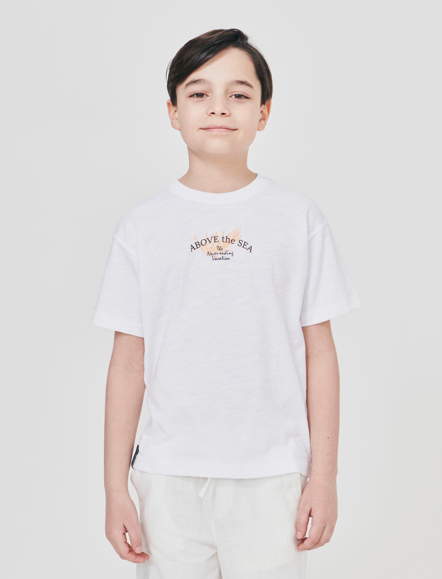 Summer T-shirt with front and back print - White