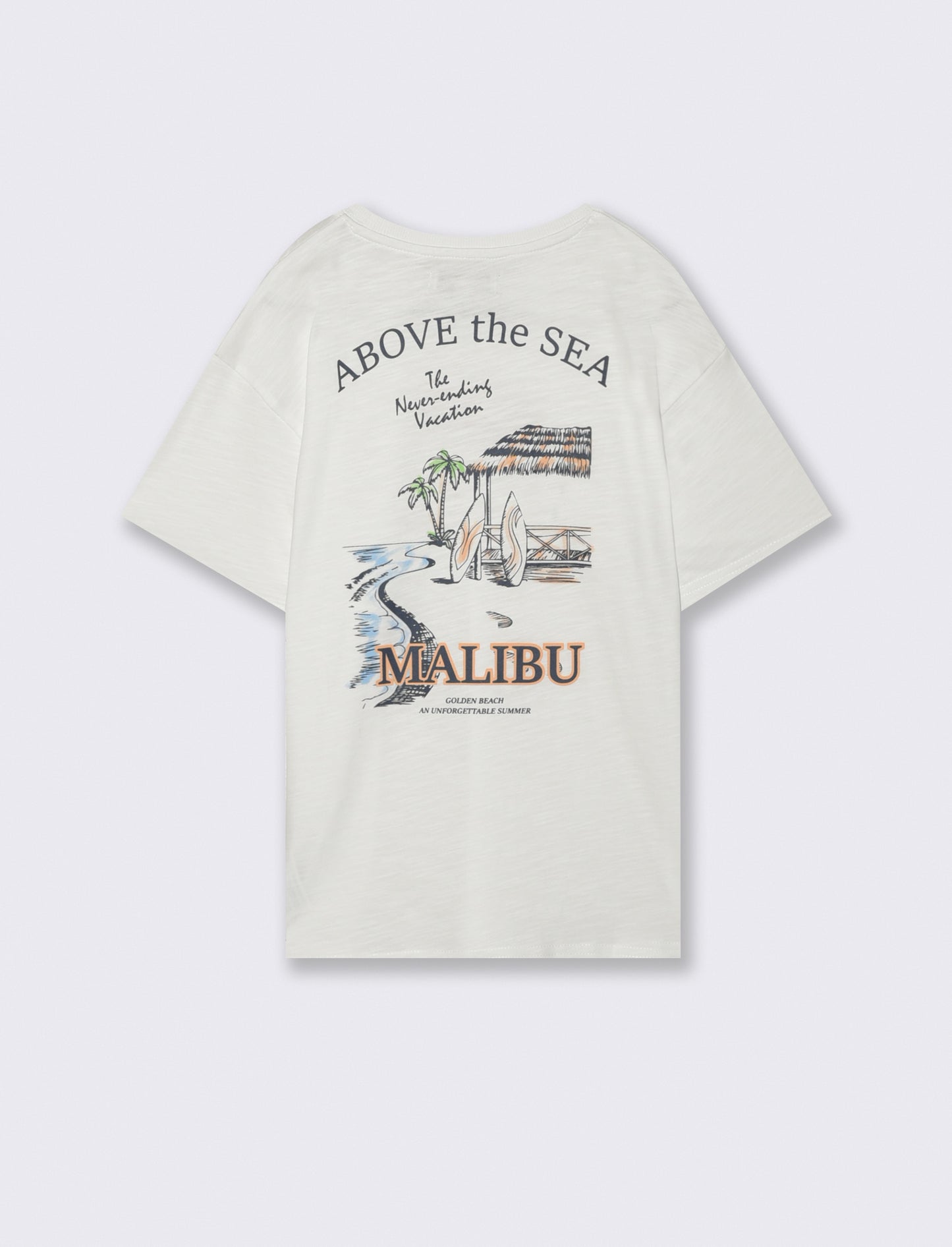 Summer T-shirt with front and back print - White