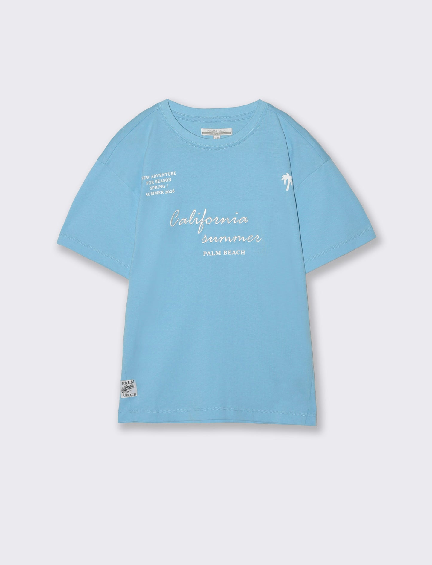 T-SHIRT JOGGING con Stampa e Ricamo - Azzurro