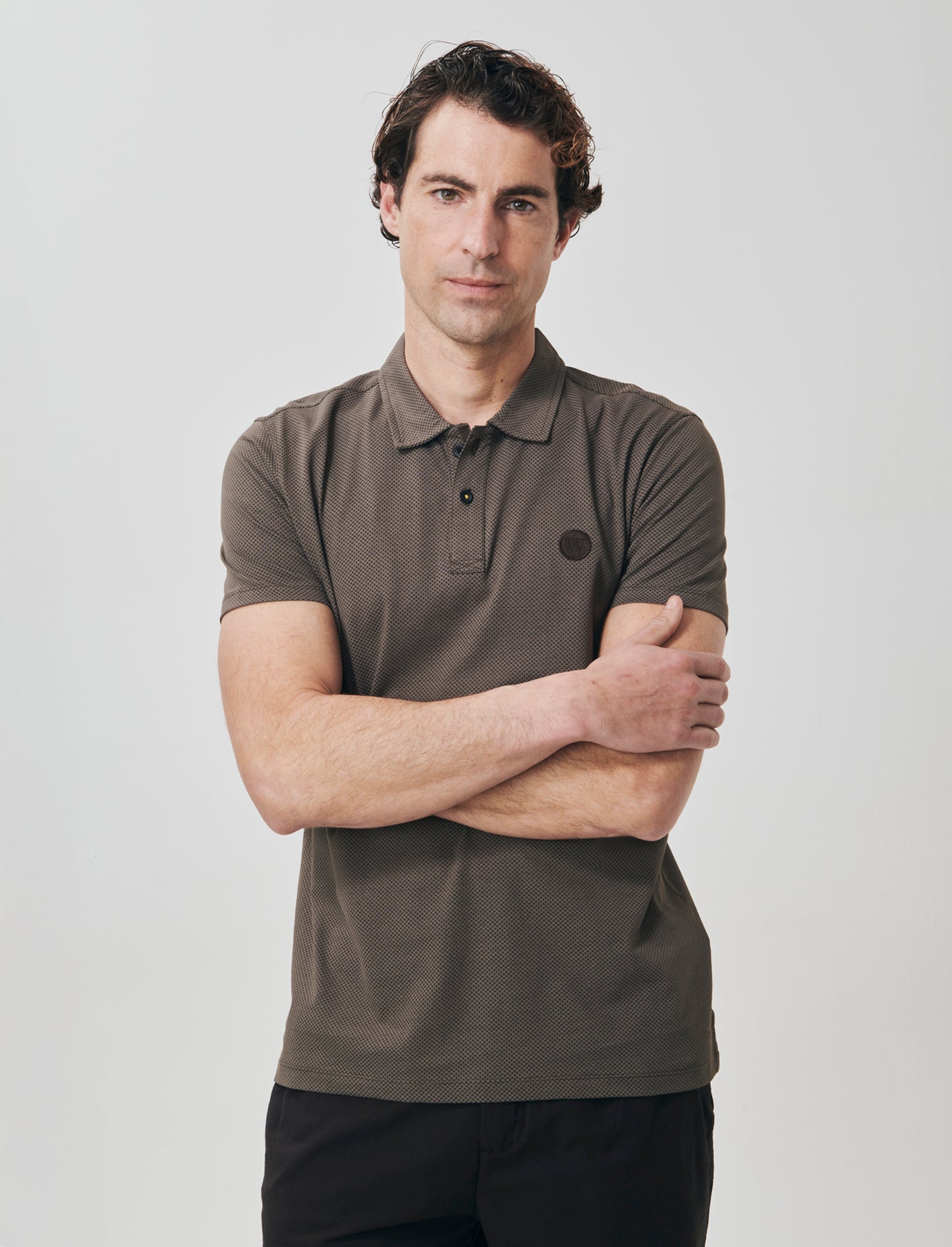 All Over Printed Cotton Polo Premium - Brown
