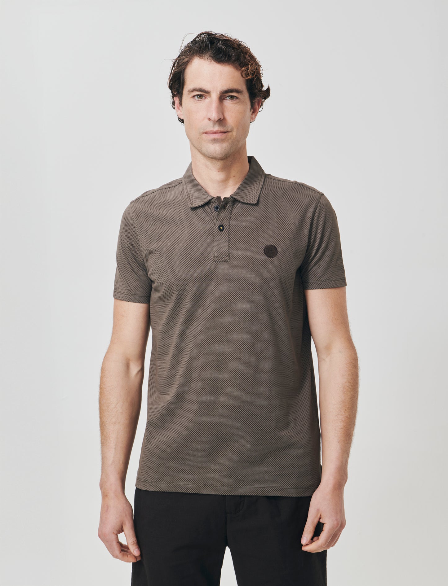 All Over Printed Cotton Polo Premium - Brown