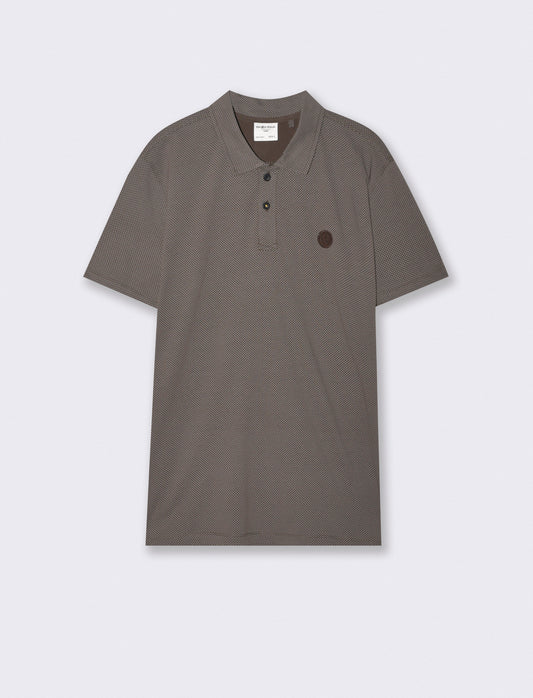 Polo Premium in Cotone Stampato All Over - Moro