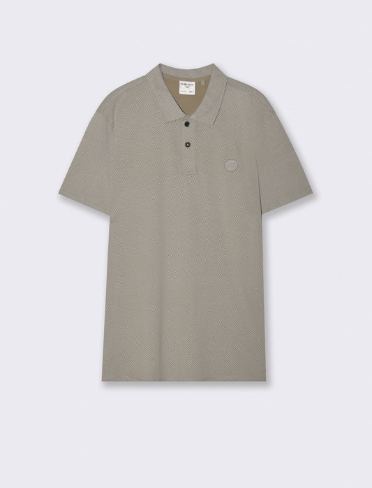 Polo Premium in Cotone Stampato All Over - Verde salvia