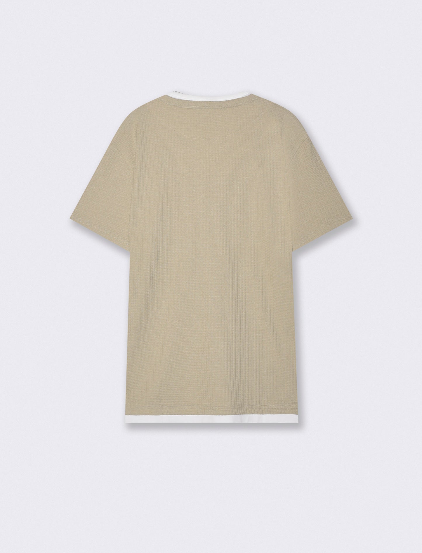 T-SHIRT FINTO DOPPIO CAPO STRUTTURA JACQUARD - Grigio stone