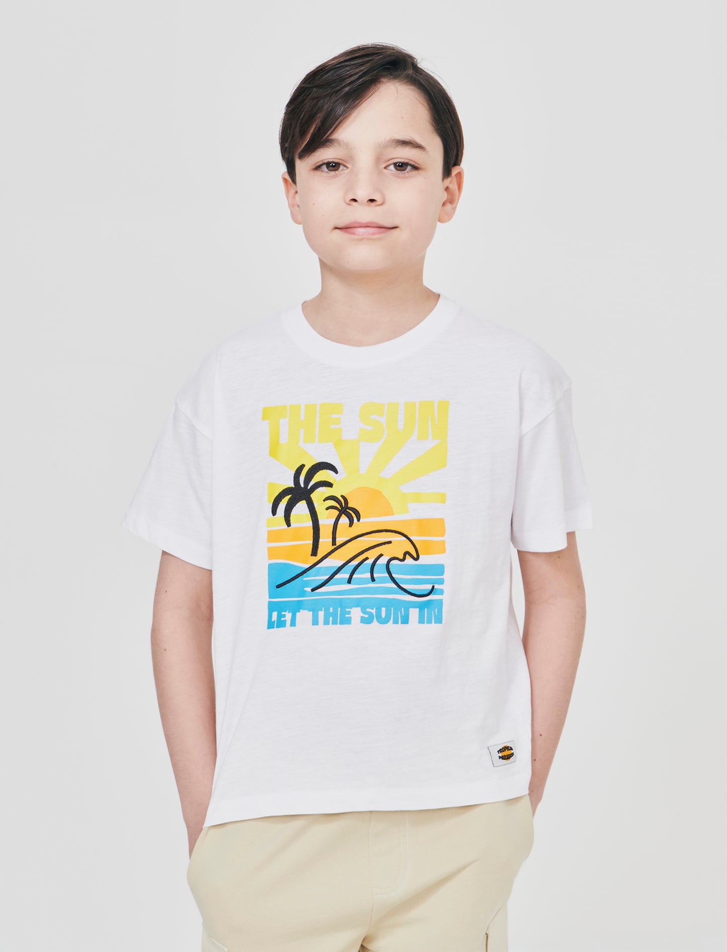 T-shirt let the surf in cotone over - Bianco
