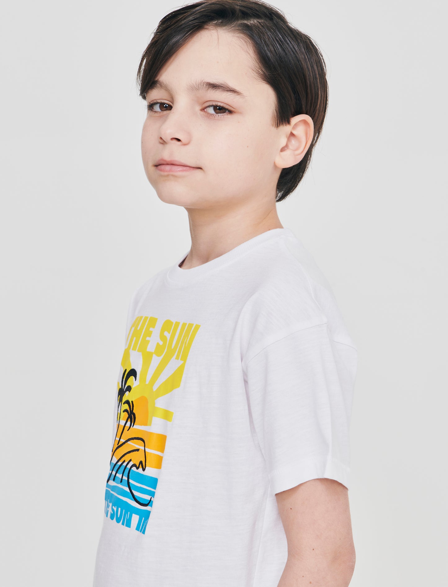 T-shirt let the surf in cotone over - Bianco