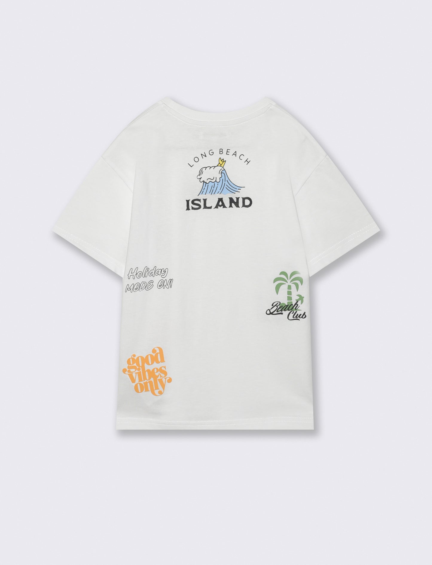 T-shirt surf con stampa e ricami - Bianco