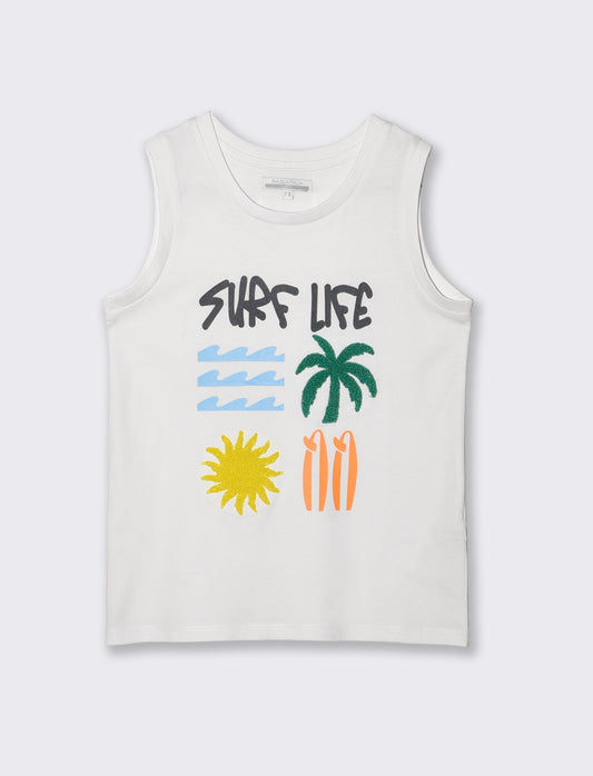 Trendy summer embellished tank top - White